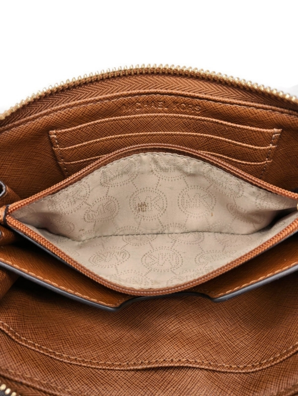 Michael Kors Jetset Tan Saffiano Leather Travel Continental Zip-Around Wallet - Picture 11 of 14